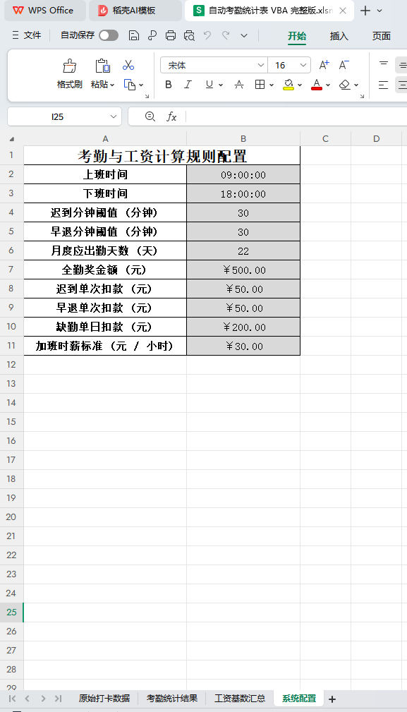 系统配置表